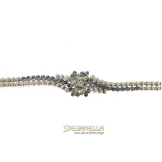 BRACCIALE oro bianco 18kt diamanti e zaffiri anni '60 original